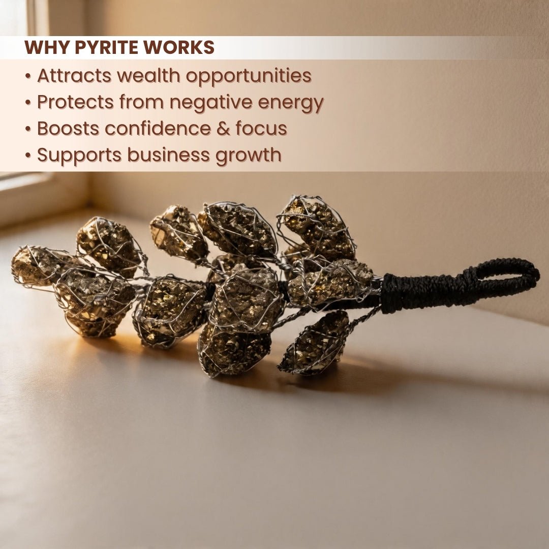 Natural Golden Pyrite Raw Stone Hanging from Peru for career growth & success