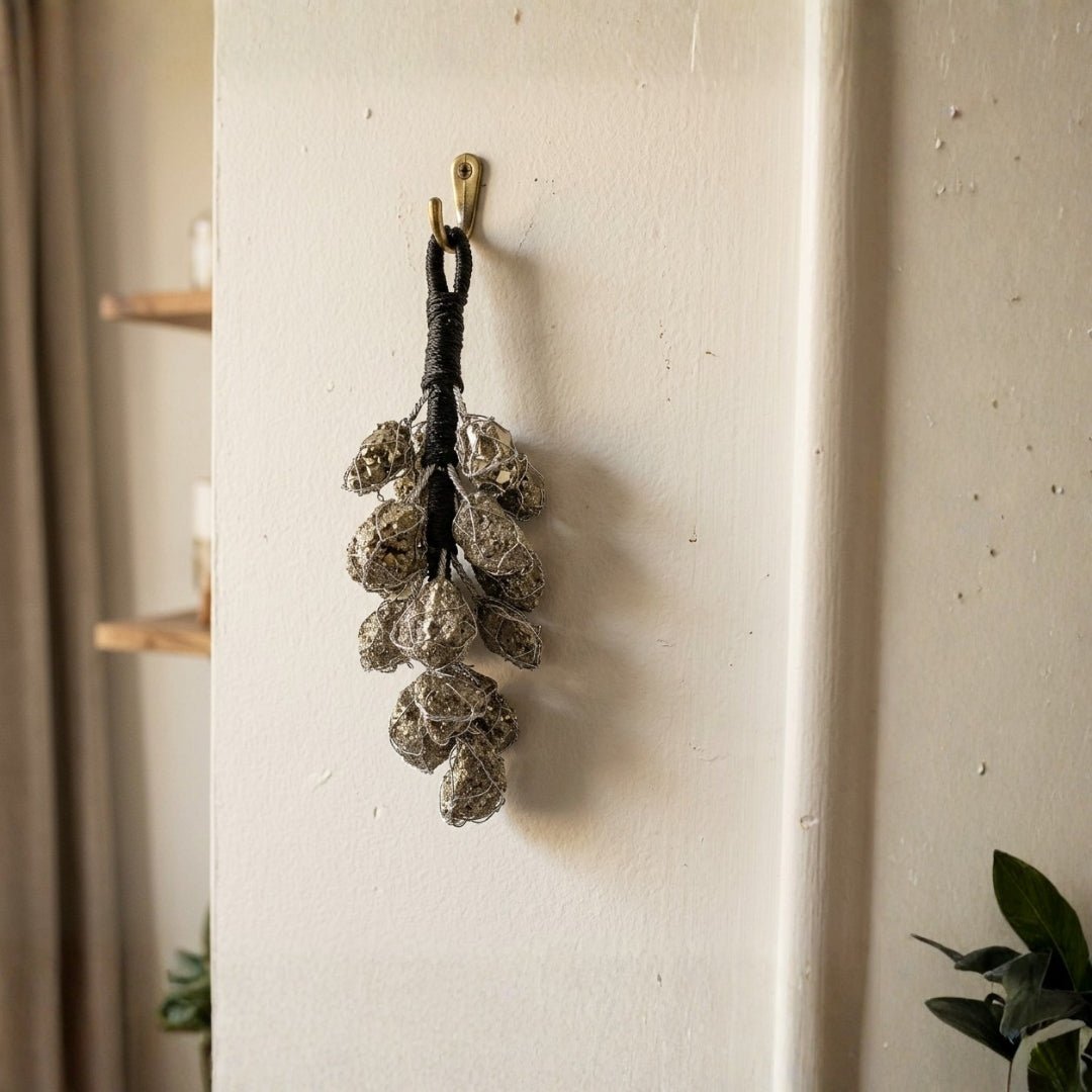 Natural Golden Pyrite Raw Stone Hanging from Peru for money magnet & wealth