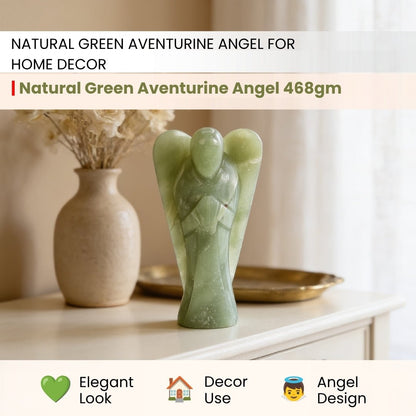 Green Aventurine Angel- Big - A Stone of Good Luck - Vastu Feng Shui Reiki Healing Crystal Aura Chakra - plusvalueindia