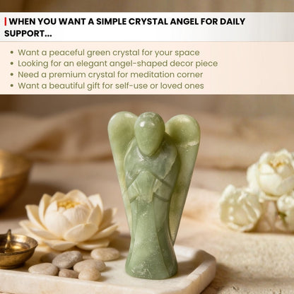 Green Aventurine Angel- Big - A Stone of Good Luck - Vastu Feng Shui Reiki Healing Crystal Aura Chakra - plusvalueindia