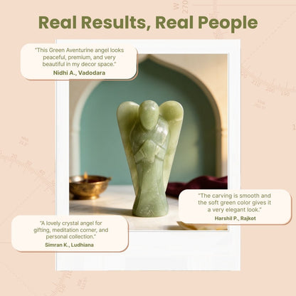 Green Aventurine Angel- Big - A Stone of Good Luck - Vastu Feng Shui Reiki Healing Crystal Aura Chakra - plusvalueindia
