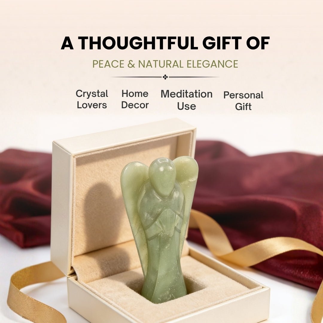 Green Aventurine Angel- Big - A Stone of Good Luck - Vastu Feng Shui Reiki Healing Crystal Aura Chakra - plusvalueindia
