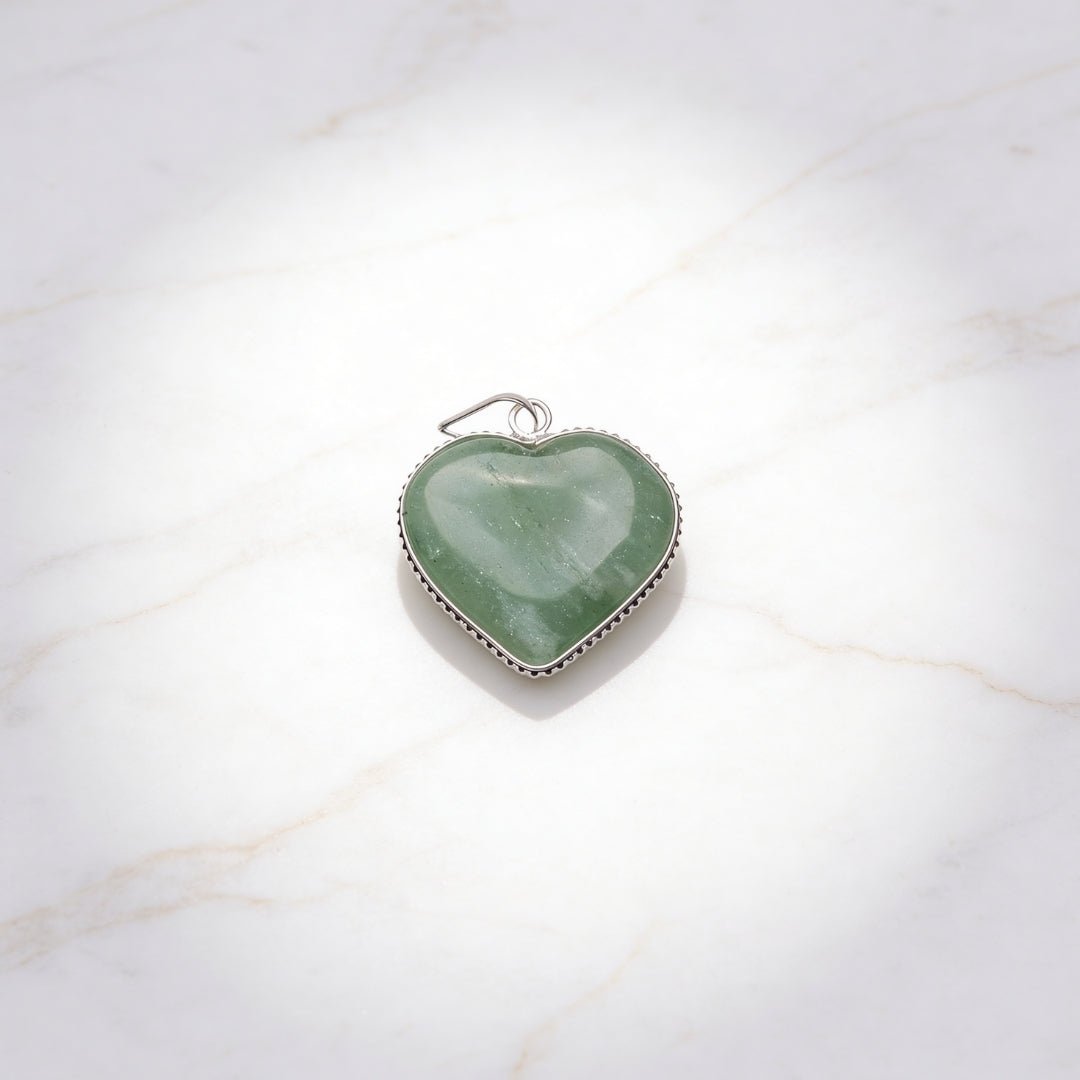 Green Aventurine Heart Shape Pendant for Men, Women, Boys, Girls [Good Health + Wealth] - plusvalueindia