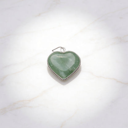 Green Aventurine Heart Shape Pendant for Men, Women, Boys, Girls [Good Health + Wealth] - plusvalueindia