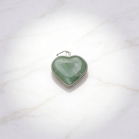 Green Aventurine Heart Shape Pendant for Men, Women, Boys, Girls [Good Health + Wealth] - plusvalueindia