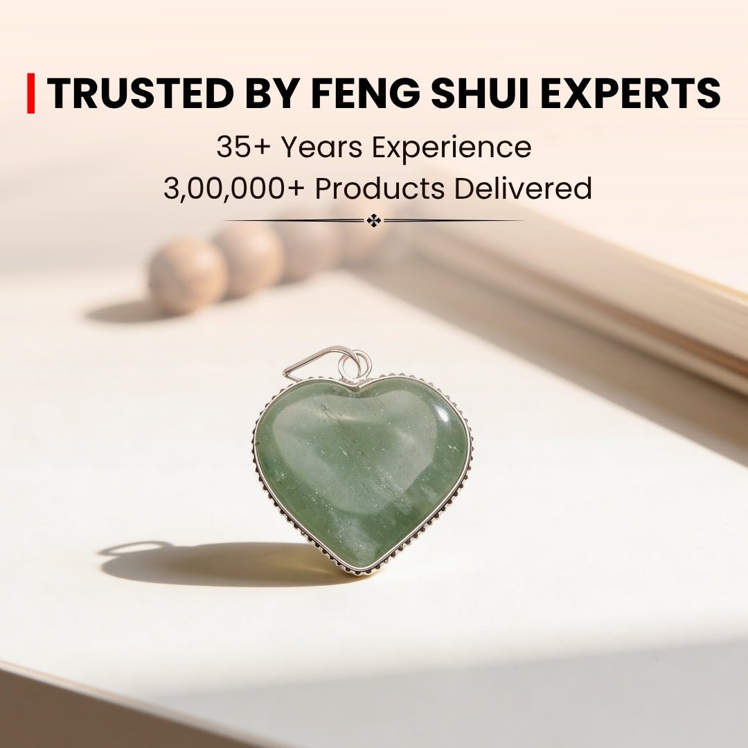 Green Aventurine Heart Shape Pendant for Men, Women, Boys, Girls [Good Health + Wealth] - plusvalueindia