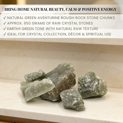 Natural Green Aventurine Rough Rock Stone Chunks 950grams [Health + Wealth] - plusvalueindia