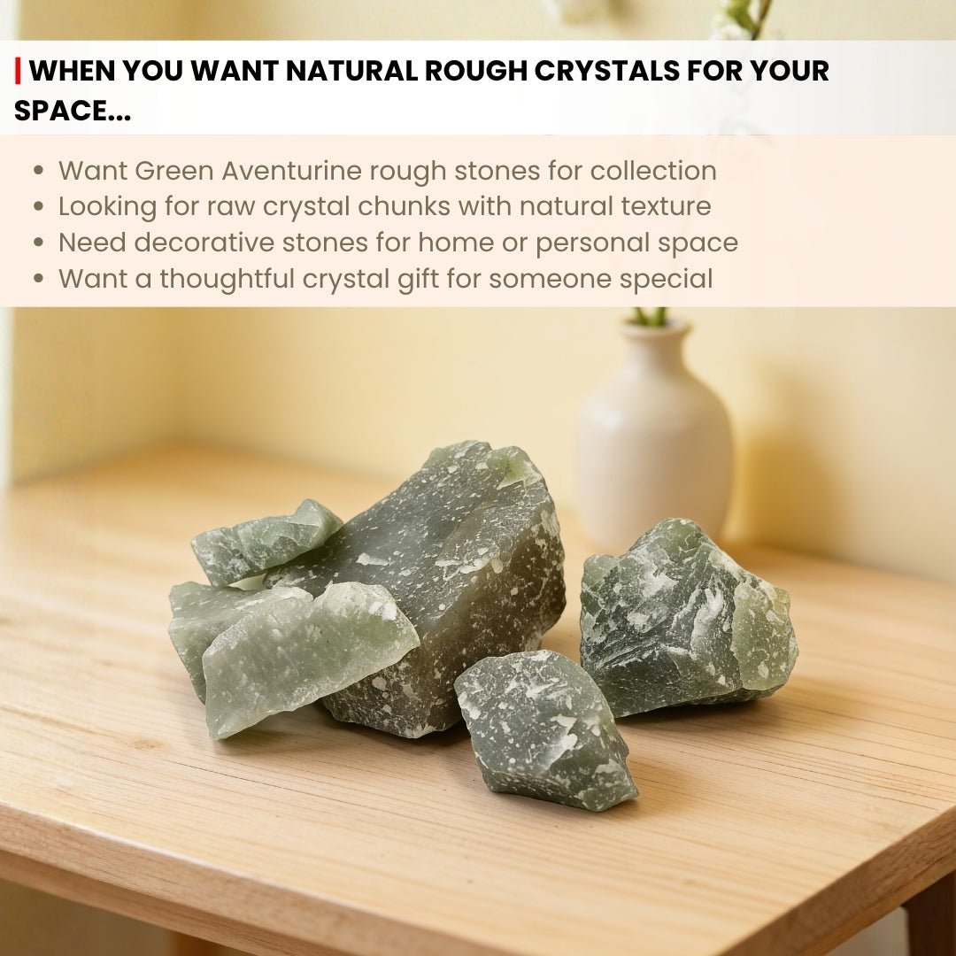 Natural Green Aventurine Rough Rock Stone Chunks 950grams [Health + Wealth] - plusvalueindia