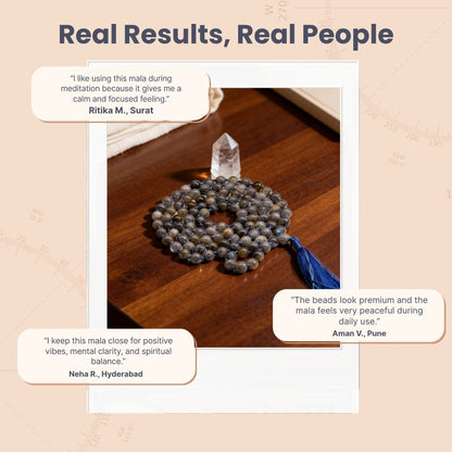 Natural Labradorite Necklace Japa Mala 108 + 1 Bead (Knotted) - plusvalueindia