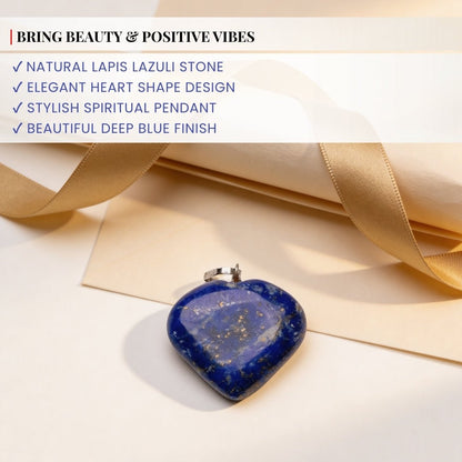 Lapis Lazuli Heart Shape Pendant for Reiki Crystal Aura Chakra Healing Fengshui - plusvalueindia
