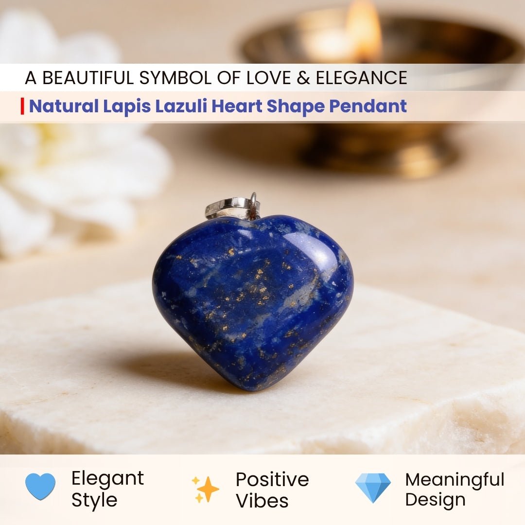 Lapis Lazuli Heart Shape Pendant for Reiki Crystal Aura Chakra Healing Fengshui - plusvalueindia