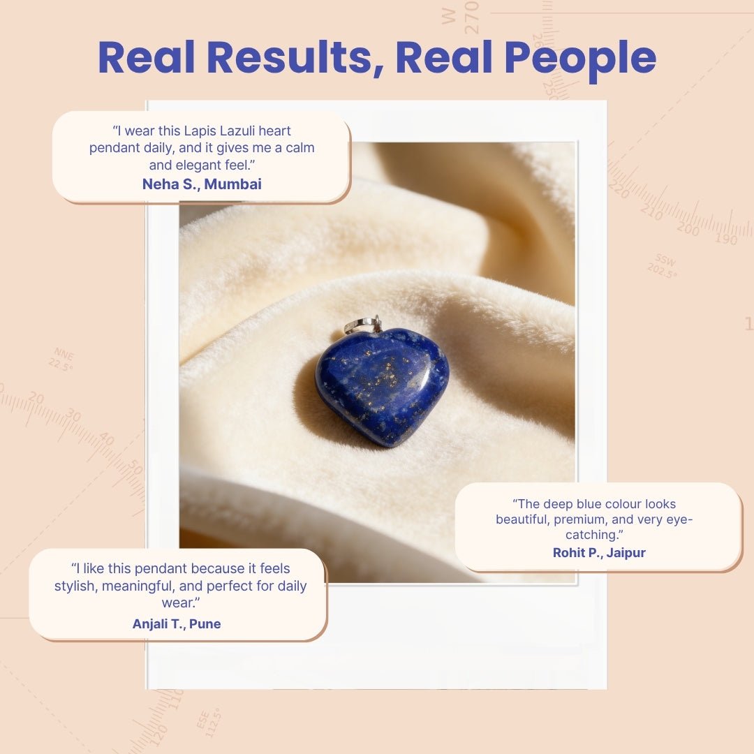 Lapis Lazuli Heart Shape Pendant for Reiki Crystal Aura Chakra Healing Fengshui - plusvalueindia