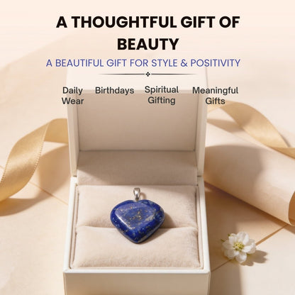 Lapis Lazuli Heart Shape Pendant for Reiki Crystal Aura Chakra Healing Fengshui - plusvalueindia