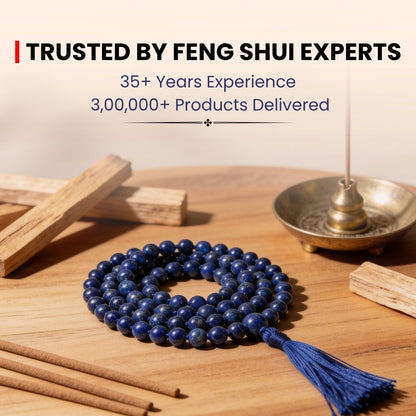 Lapis Lazuli Necklace Japa Mala 108 + 1 Bead (Knotted) (Enlightenment Stone) - plusvalueindia