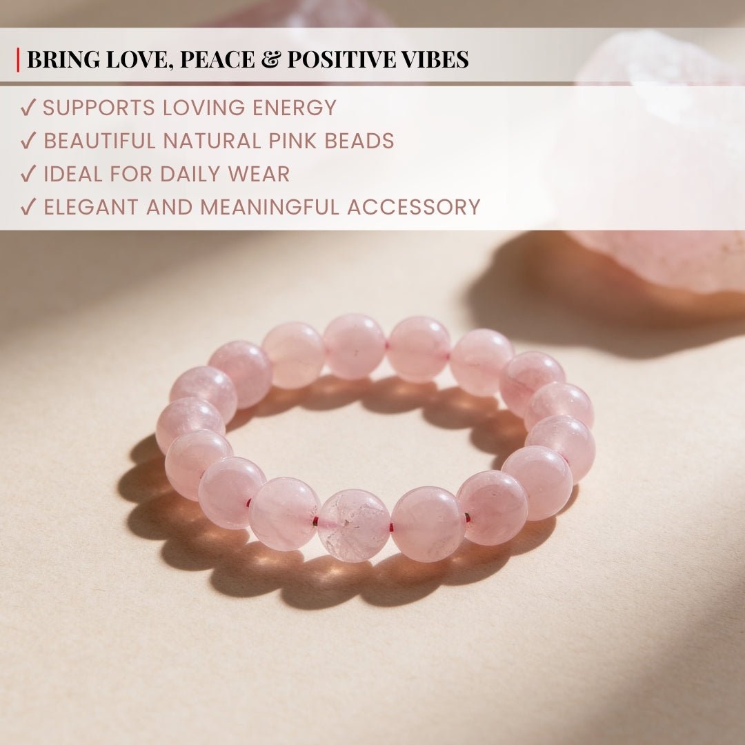 Natural Pink Rose Quartz Bracelet To Attract Love, Relationship & Marriage - plusvalueindia