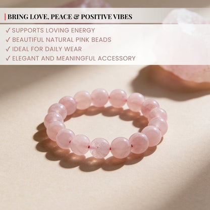 Natural Pink Rose Quartz Bracelet To Attract Love, Relationship & Marriage - plusvalueindia