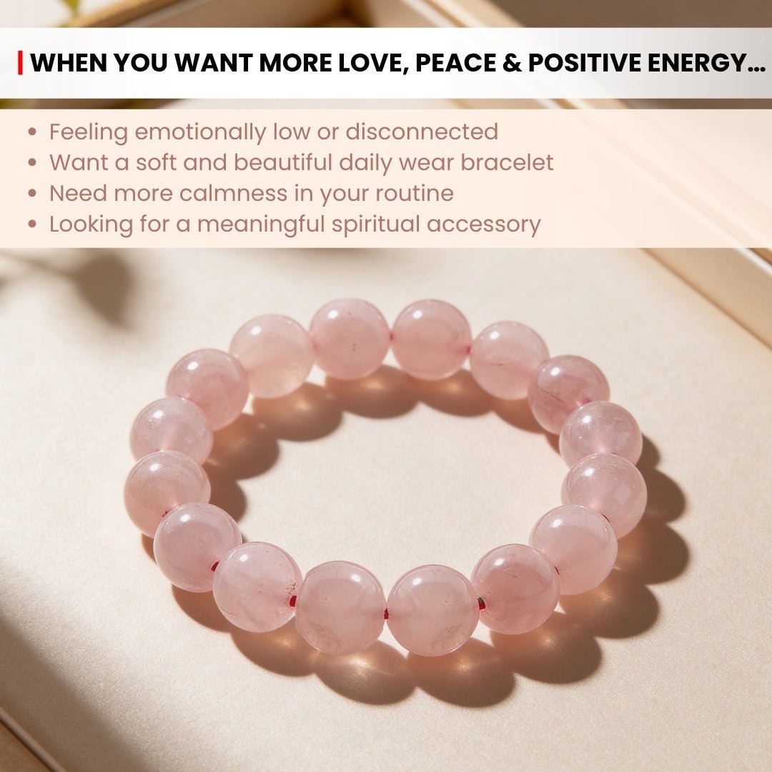 Natural Pink Rose Quartz Bracelet To Attract Love, Relationship & Marriage - plusvalueindia