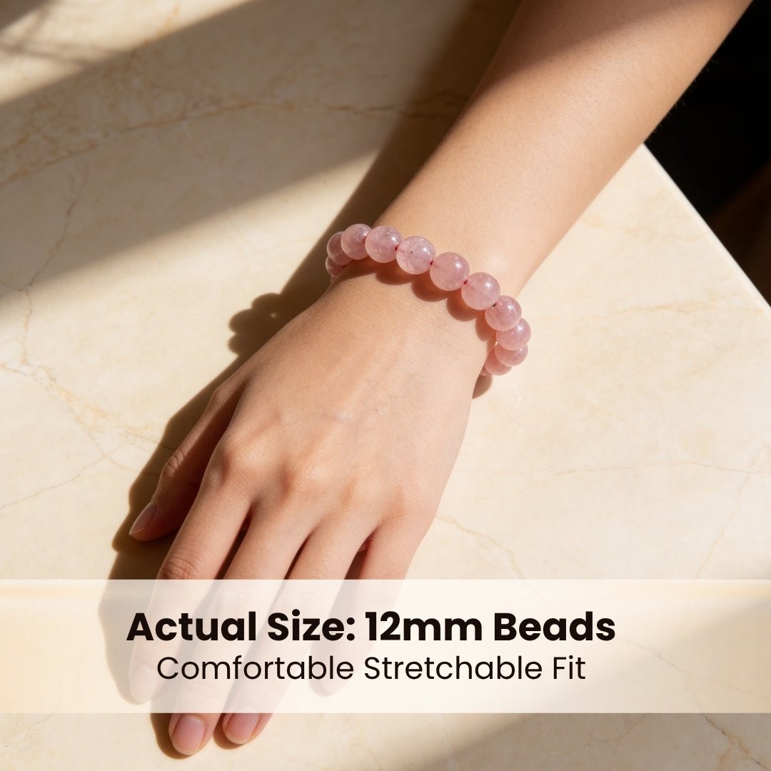 Natural Pink Rose Quartz Bracelet To Attract Love, Relationship & Marriage - plusvalueindia