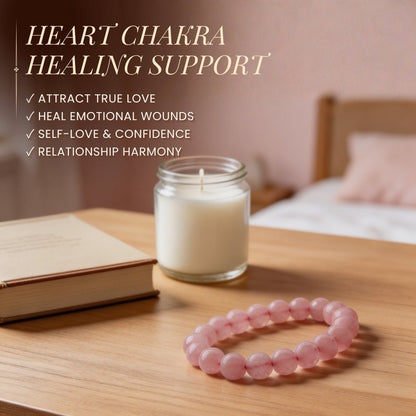 Natural Pink Rose Quartz Bracelet To Attract Love, Relationship & Marriage - plusvalueindia