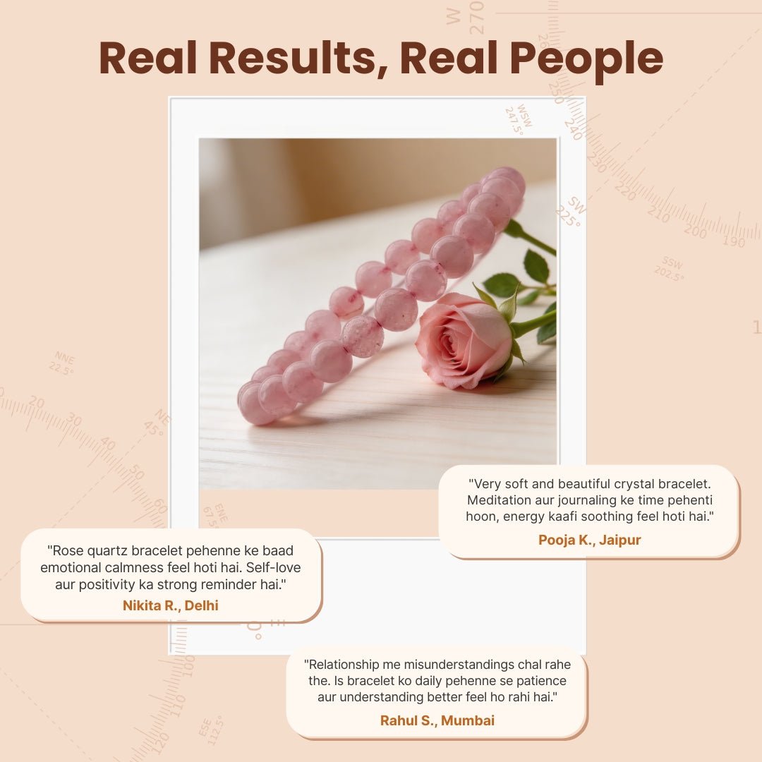 Natural Pink Rose Quartz Bracelet To Attract Love, Relationship & Marriage - plusvalueindia