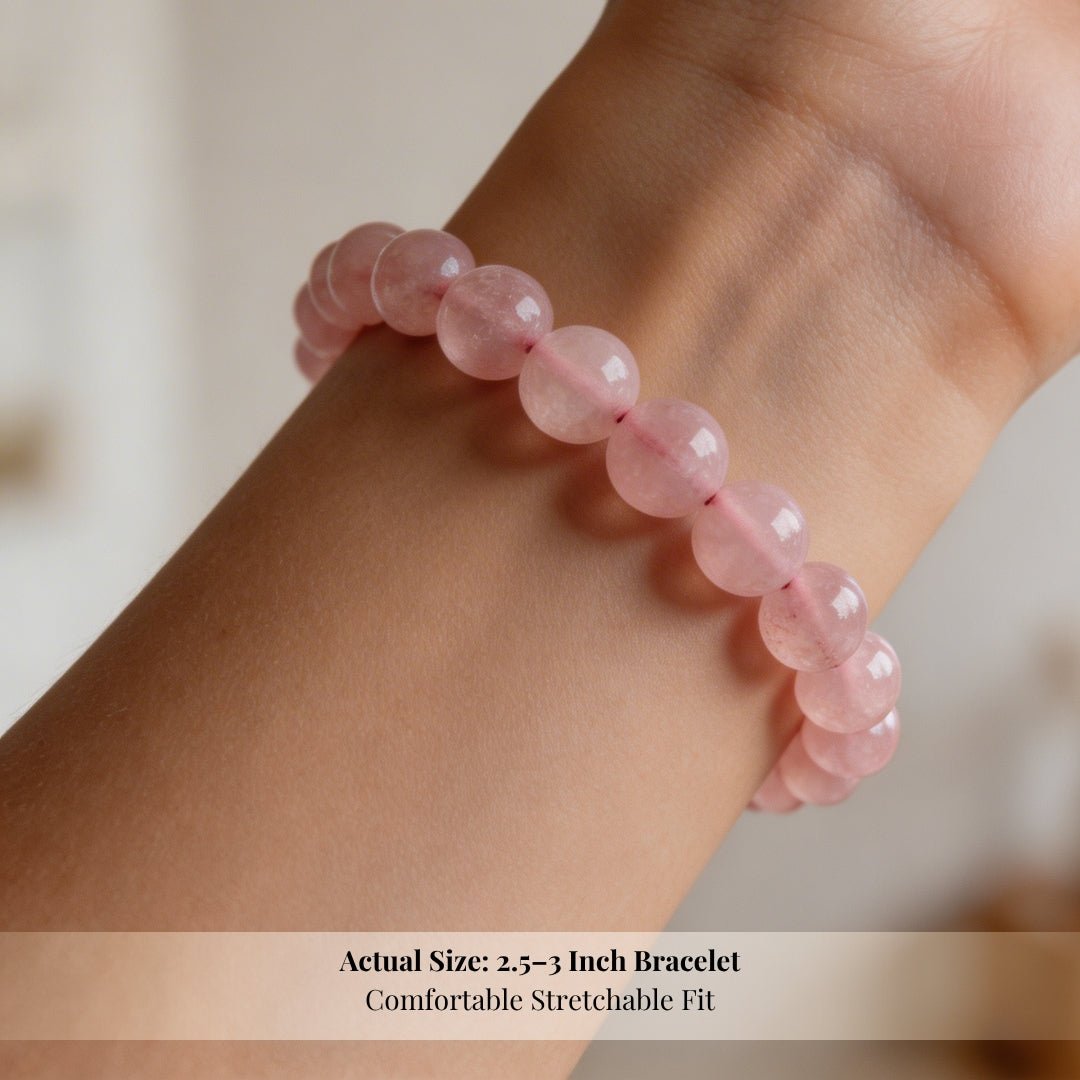 Natural Pink Rose Quartz Bracelet To Attract Love, Relationship & Marriage - plusvalueindia