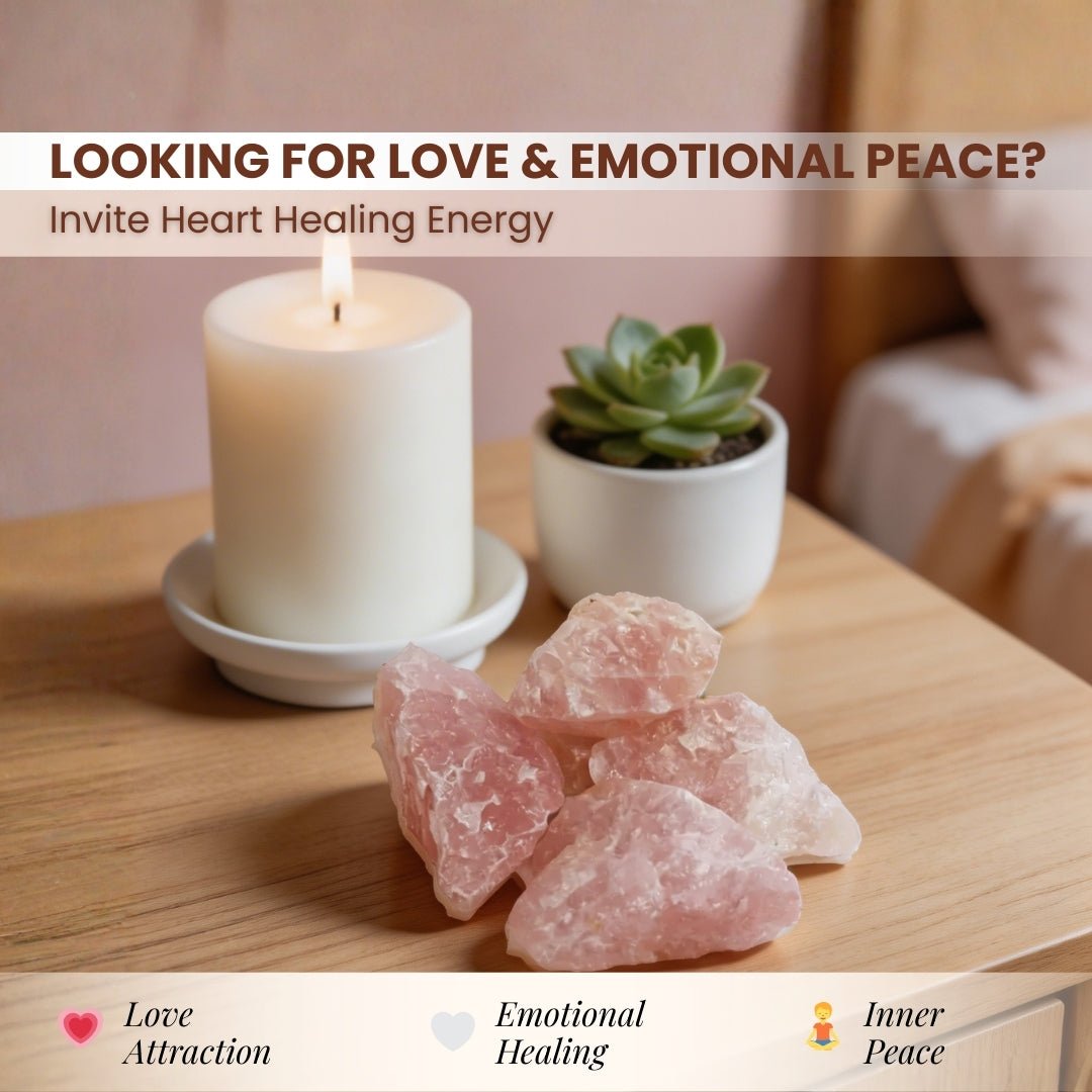 Natural Pink Rose Quartz Raw Rock Stones Chunks Rough for Love, Relationship, Marriage Delay, Happy Married Life (Keep in South - West Corner of Bedroom) - plusvalueindia