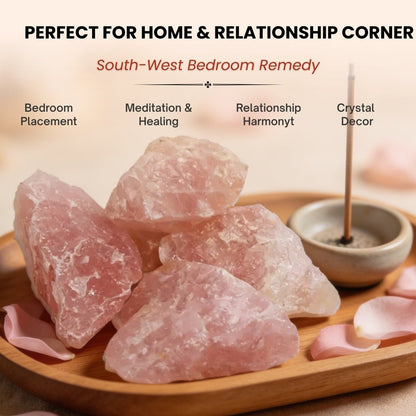 Natural Pink Rose Quartz Raw Rock Stones Chunks Rough for Love, Relationship, Marriage Delay, Happy Married Life (Keep in South - West Corner of Bedroom) - plusvalueindia