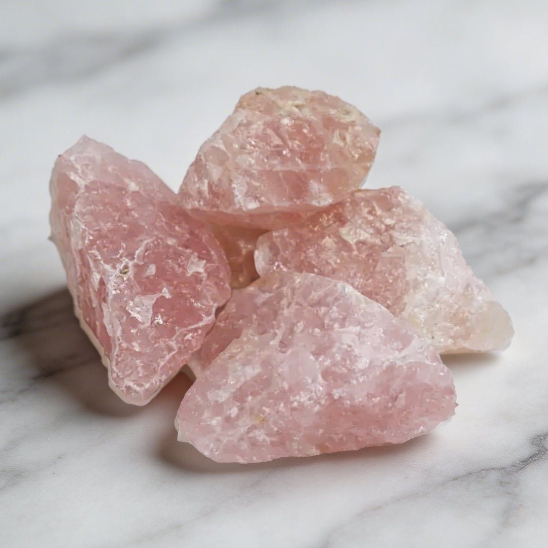 Natural Pink Rose Quartz Raw Rock Stones Chunks Rough for Love, Relationship, Marriage Delay, Happy Married Life (Keep in South - West Corner of Bedroom) - plusvalueindia