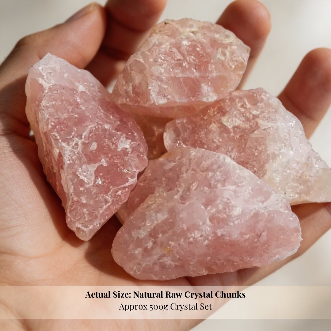 Natural Pink Rose Quartz Raw Rock Stones Chunks Rough for Love, Relationship, Marriage Delay, Happy Married Life (Keep in South - West Corner of Bedroom) - plusvalueindia