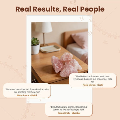 Natural Pink Rose Quartz Raw Rock Stones Chunks Rough for Love, Relationship, Marriage Delay, Happy Married Life (Keep in South - West Corner of Bedroom) - plusvalueindia
