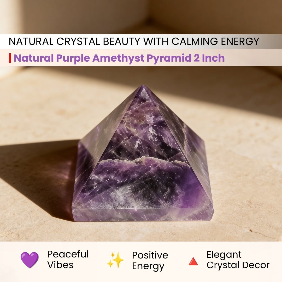 Amethyst Pyramid For Students Education, Memory & Concentration (Size:2inch) - plusvalueindia