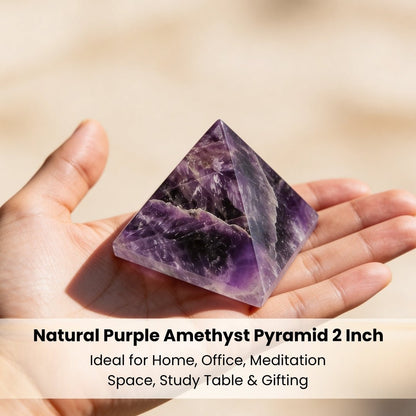 Amethyst Pyramid For Students Education, Memory & Concentration (Size:2inch) - plusvalueindia