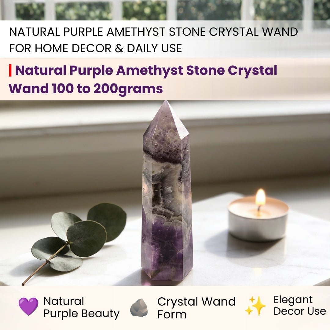Amethyst Jumbo Wand - Reiki, Chakra, Crystal Healing, Meditation - plusvalueindia