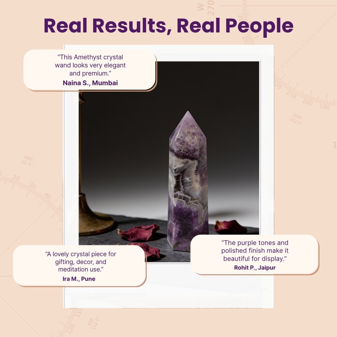 Amethyst Jumbo Wand - Reiki, Chakra, Crystal Healing, Meditation - plusvalueindia
