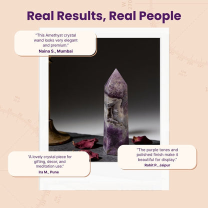 Amethyst Jumbo Wand - Reiki, Chakra, Crystal Healing, Meditation - plusvalueindia