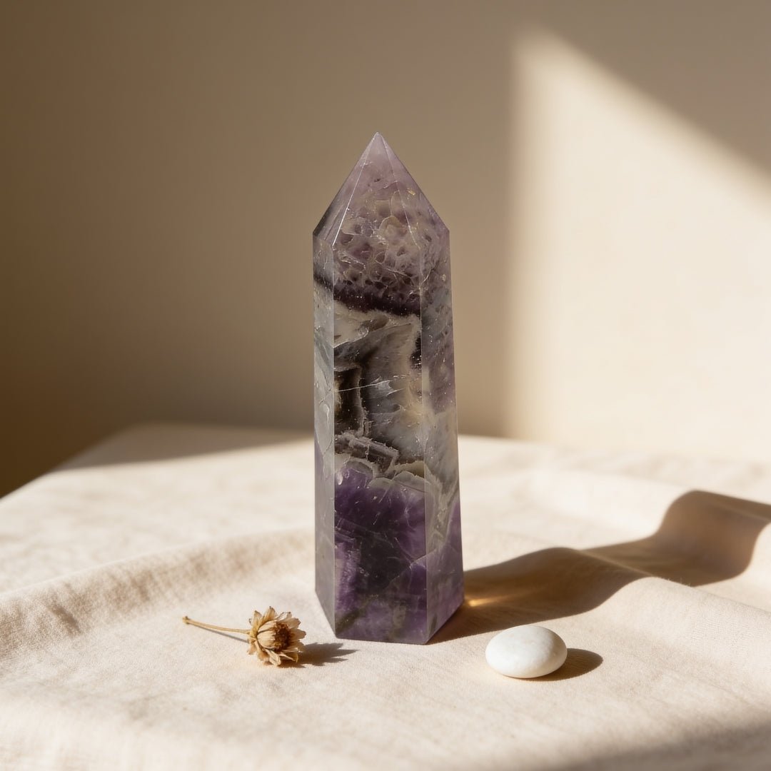 Amethyst Jumbo Wand - Reiki, Chakra, Crystal Healing, Meditation - plusvalueindia