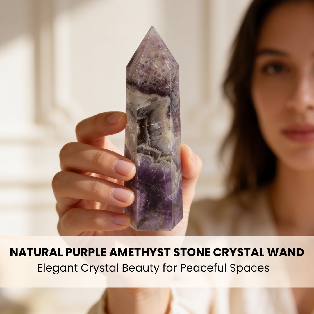 Amethyst Jumbo Wand - Reiki, Chakra, Crystal Healing, Meditation - plusvalueindia