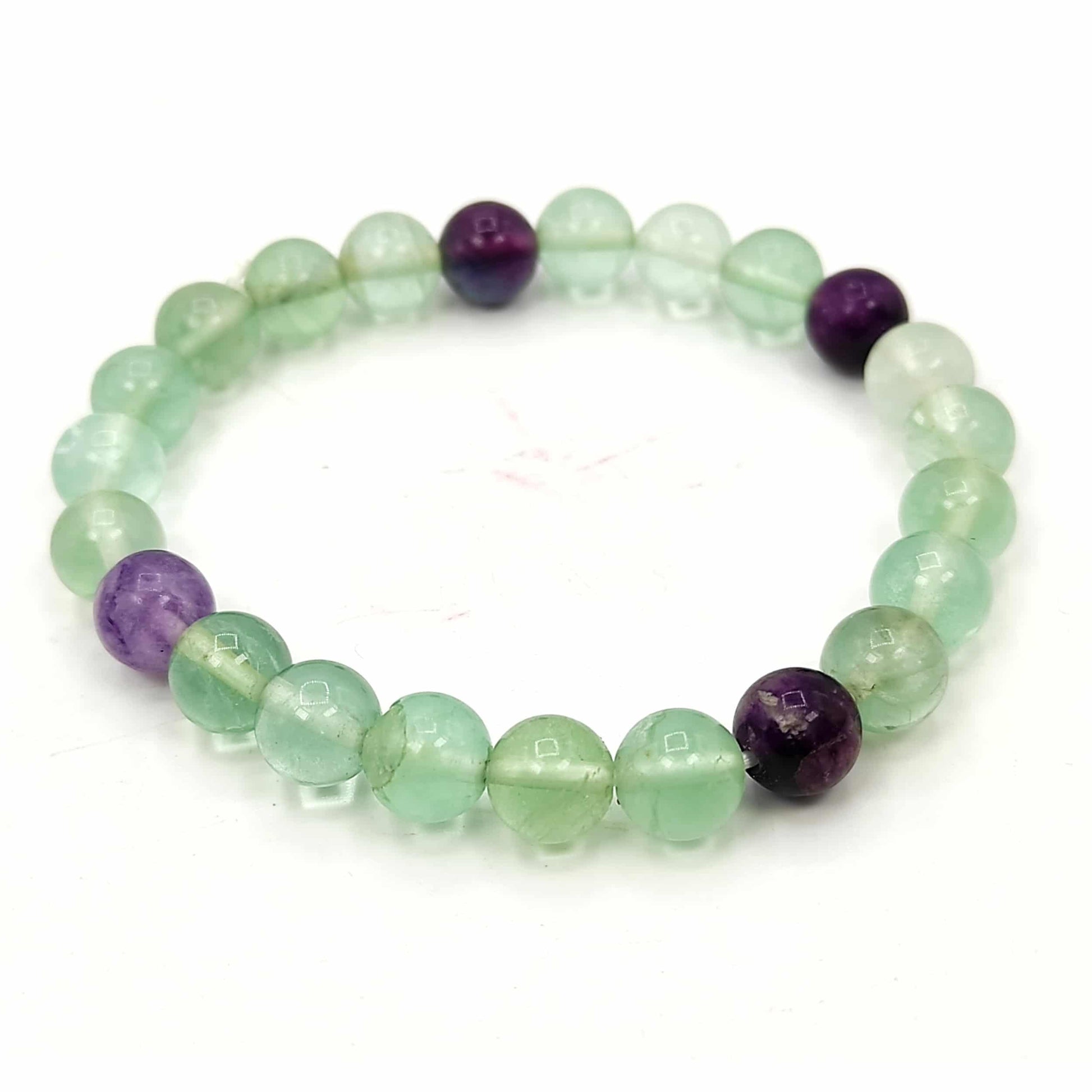 Rainbow Fluorite Crystal Bead Bracelet