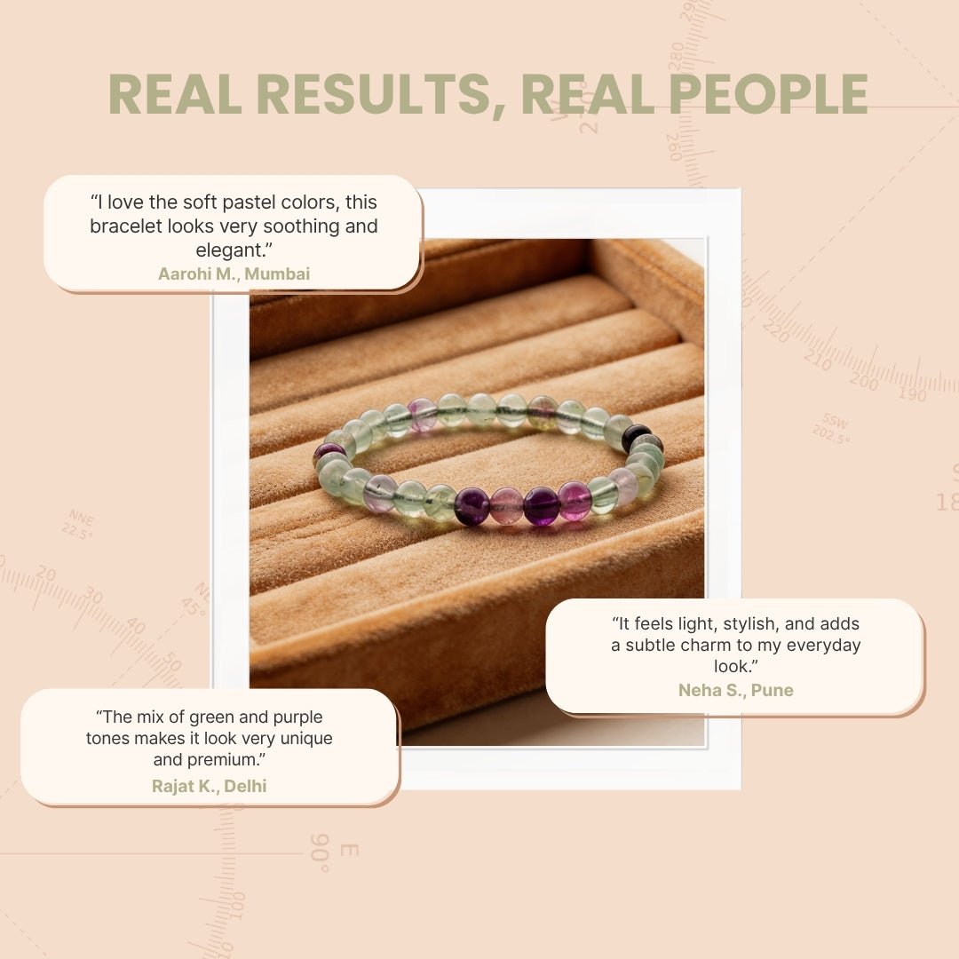 Natural Rainbow Multi Fluorite Crystal Bracelet - A Brain Stone - plusvalueindia
