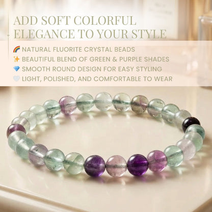 Natural Rainbow Multi Fluorite Crystal Bracelet - A Brain Stone - plusvalueindia