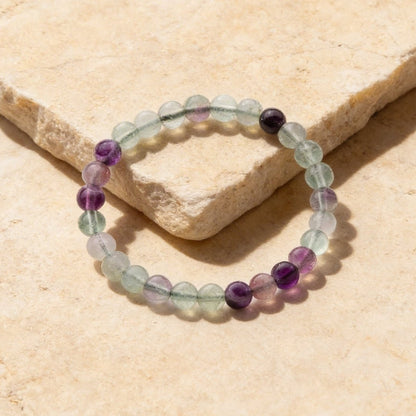Natural Rainbow Multi Fluorite Crystal Bracelet - A Brain Stone - plusvalueindia