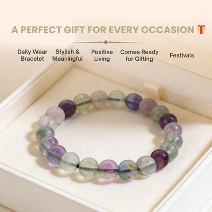 Natural Rainbow Multi Fluorite Crystal Bracelet - A Brain Stone - plusvalueindia