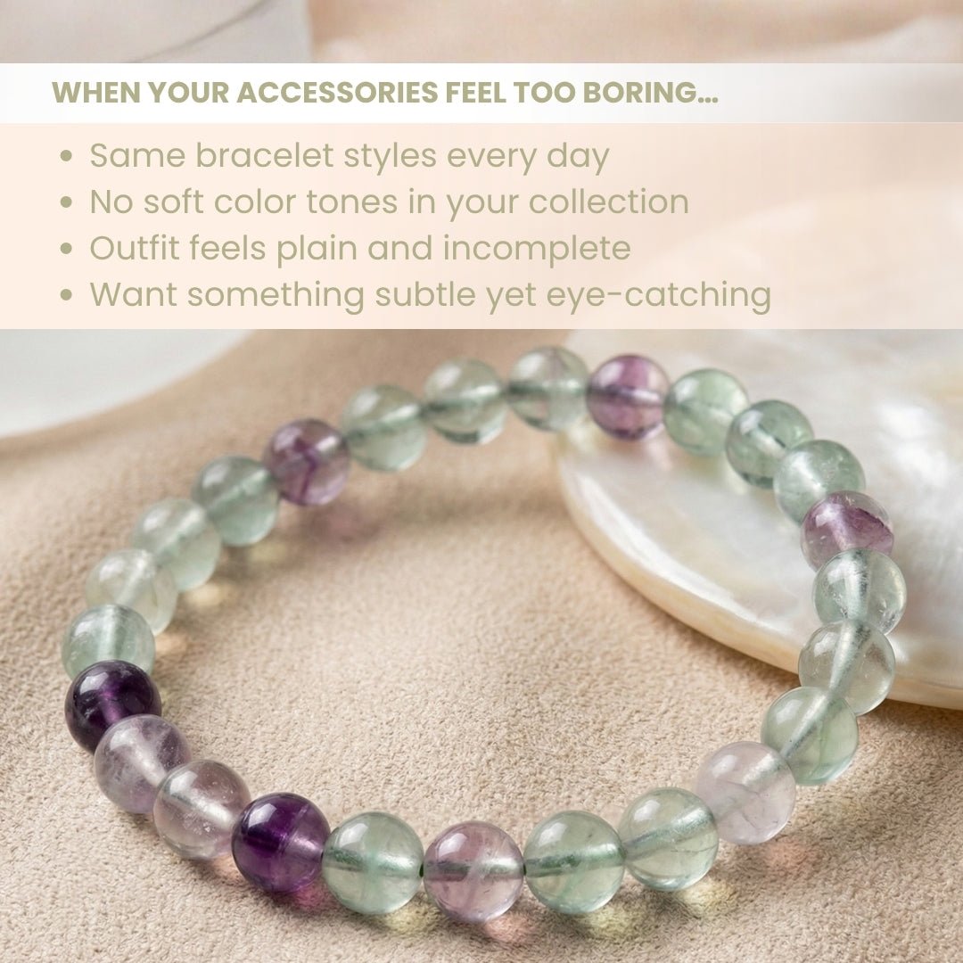 Natural Rainbow Multi Fluorite Crystal Bracelet - A Brain Stone - plusvalueindia