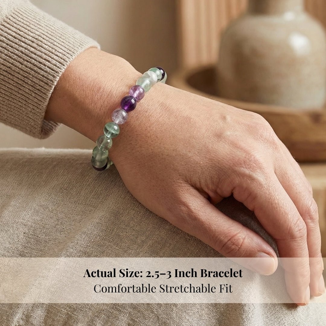 Natural Rainbow Multi Fluorite Crystal Bracelet - A Brain Stone - plusvalueindia