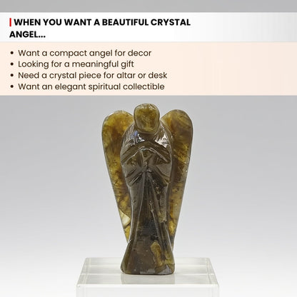 iridescent flash visible across the natural labradorite angel