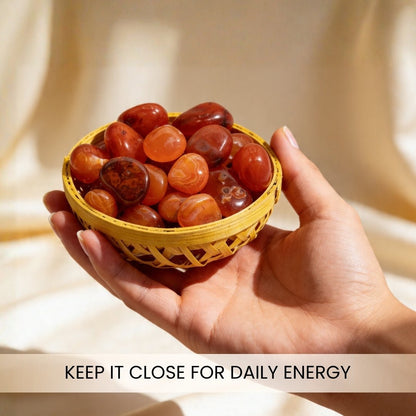 Natural Red Carnelian Crystal Pebbles Tumbled Stones for Vastu Fengshui Aura Chakra Reiki Healing - plusvalueindia