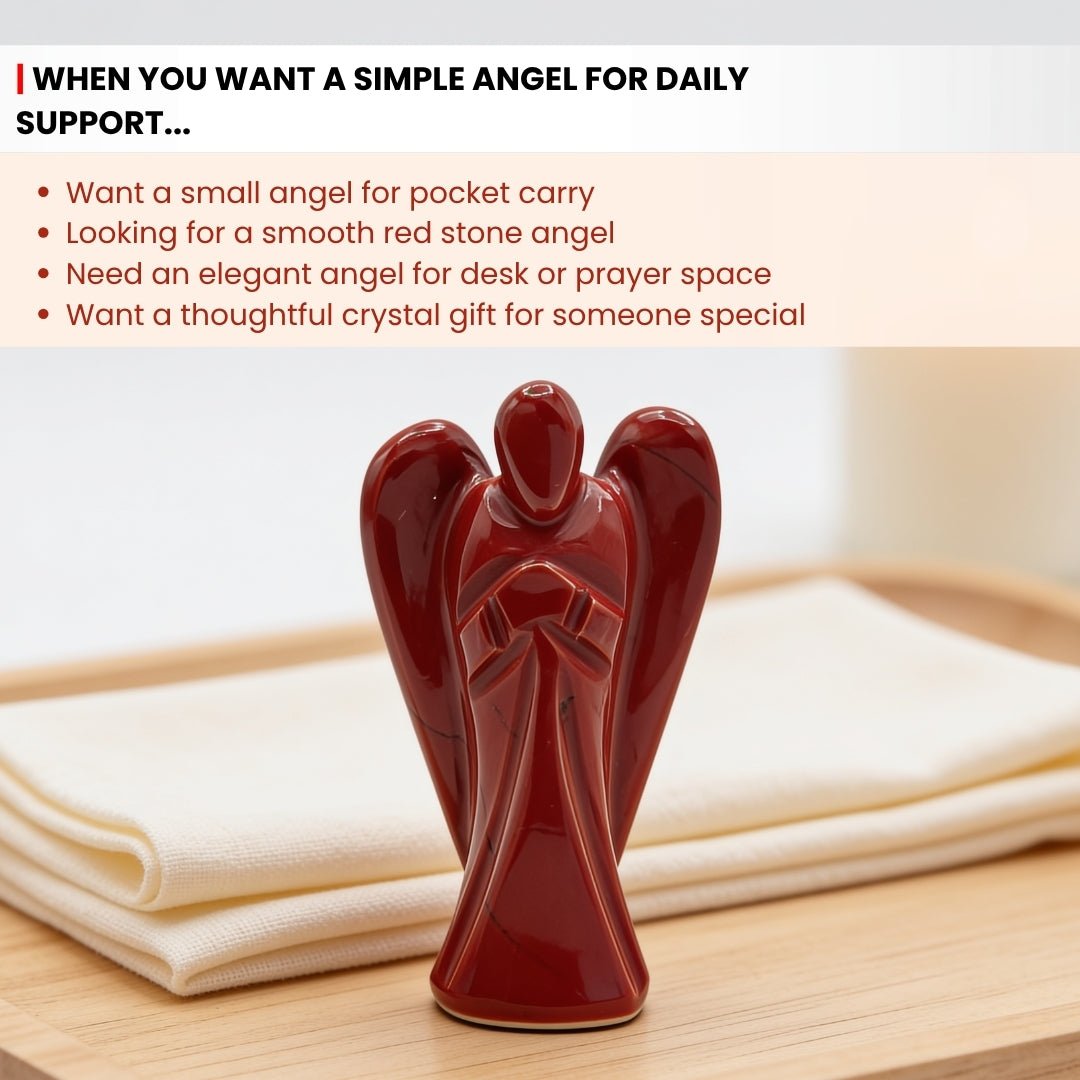 Red Jasper Angel Guardian Vastu Fengshui Aura Chakra Reiki,Healing Crystal Therapy - plusvalueindia