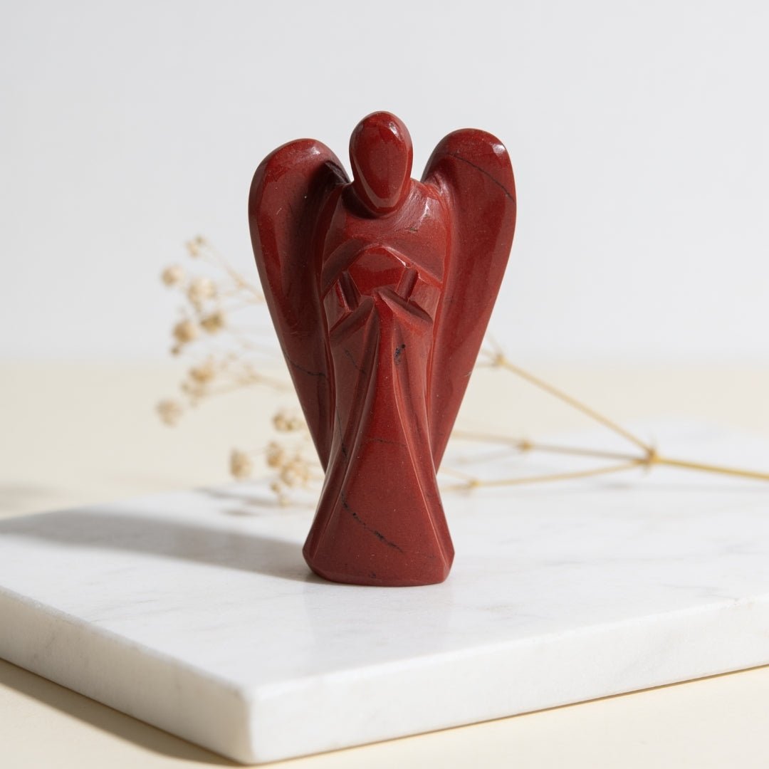 Red Jasper Angel Guardian Vastu Fengshui Aura Chakra Reiki,Healing Crystal Therapy - plusvalueindia