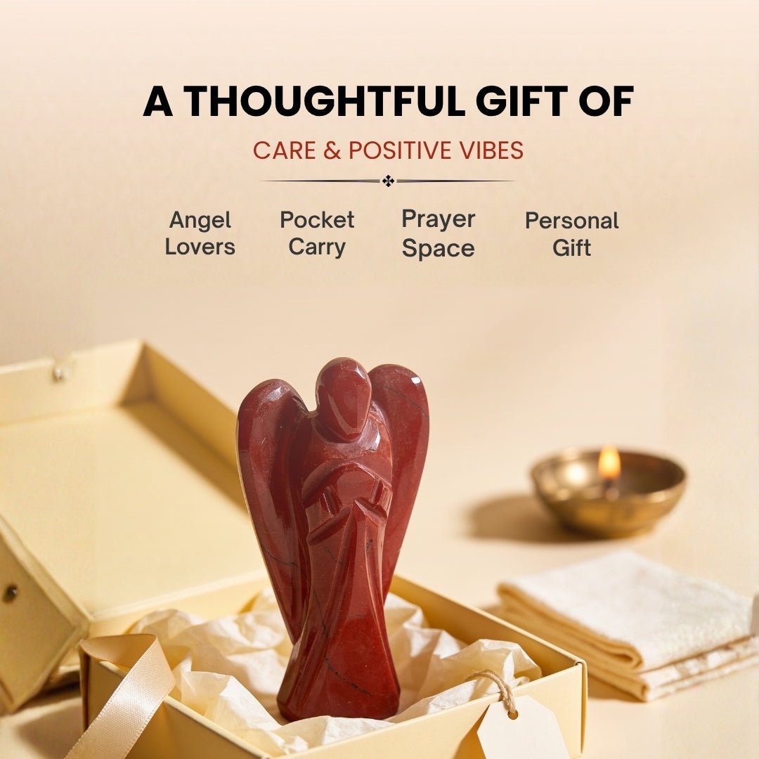 Red Jasper Angel Guardian Vastu Fengshui Aura Chakra Reiki,Healing Crystal Therapy - plusvalueindia