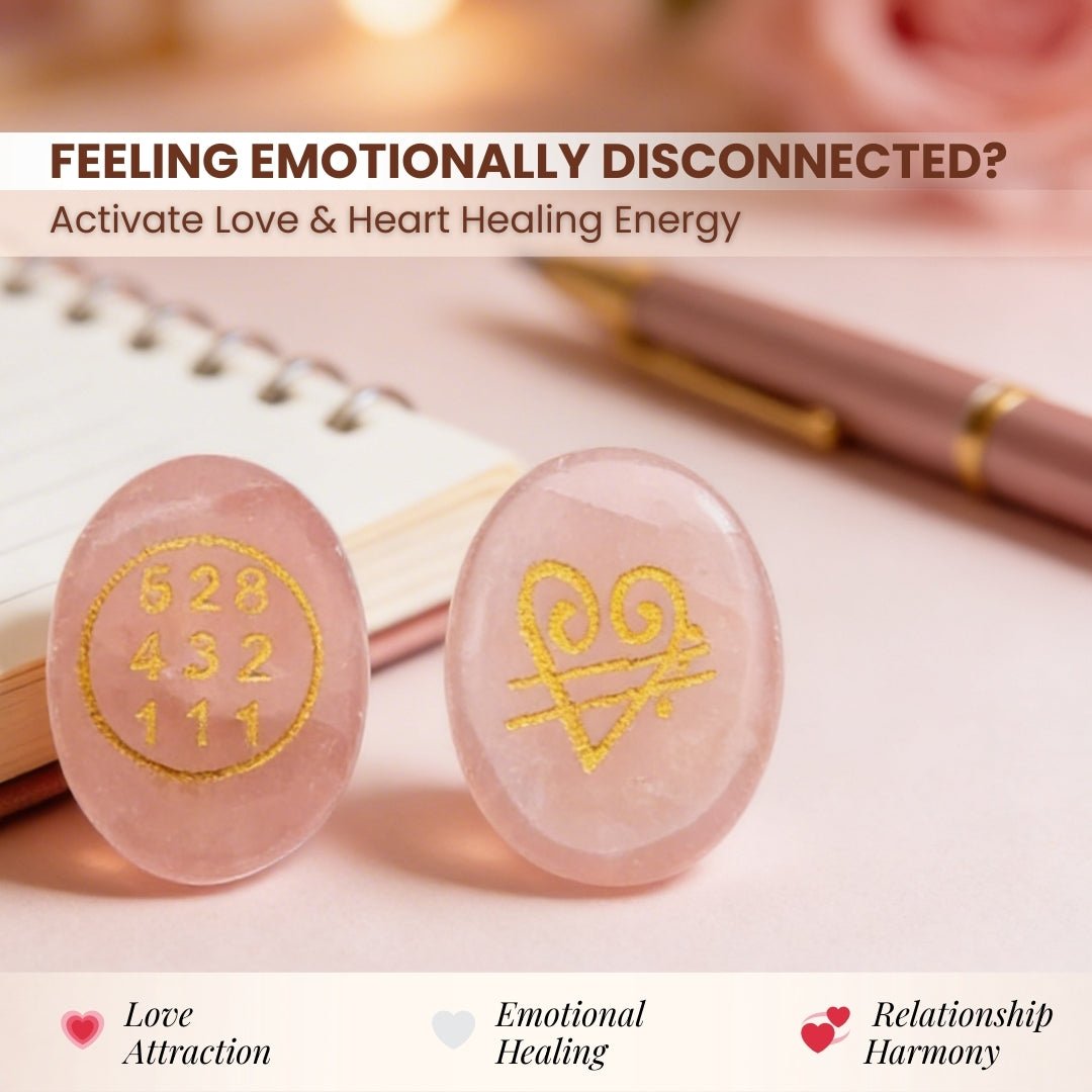 Natural Rose Quartz Crystal Stone with Switch Word & Zibu Symbol for Love & Realtionship Reiki Healing - 1pc - plusvalueindia